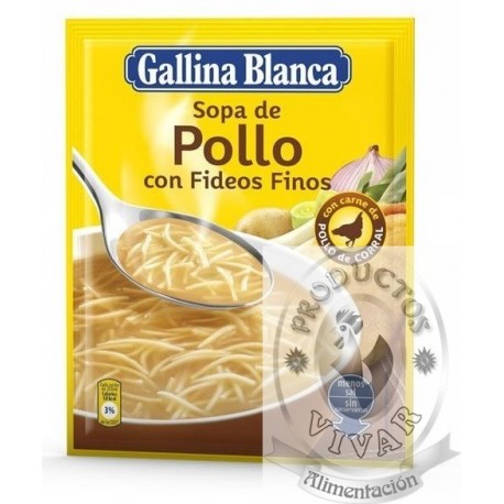 Sopa sobre de pollo con fideos finos